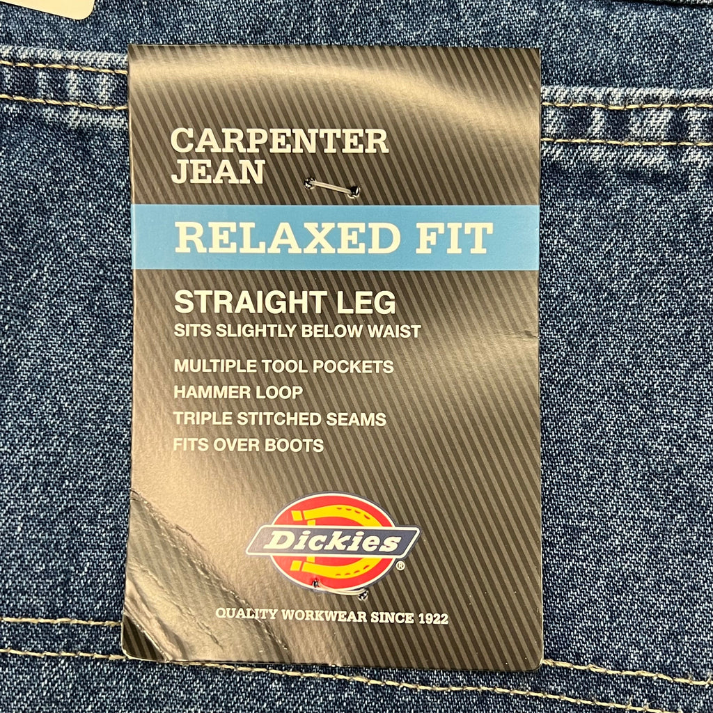 DICKIES Relaxed Fit Carpenter Jean Mns Sz 40X30 Stonewashed Indigo Blue 19294SNB