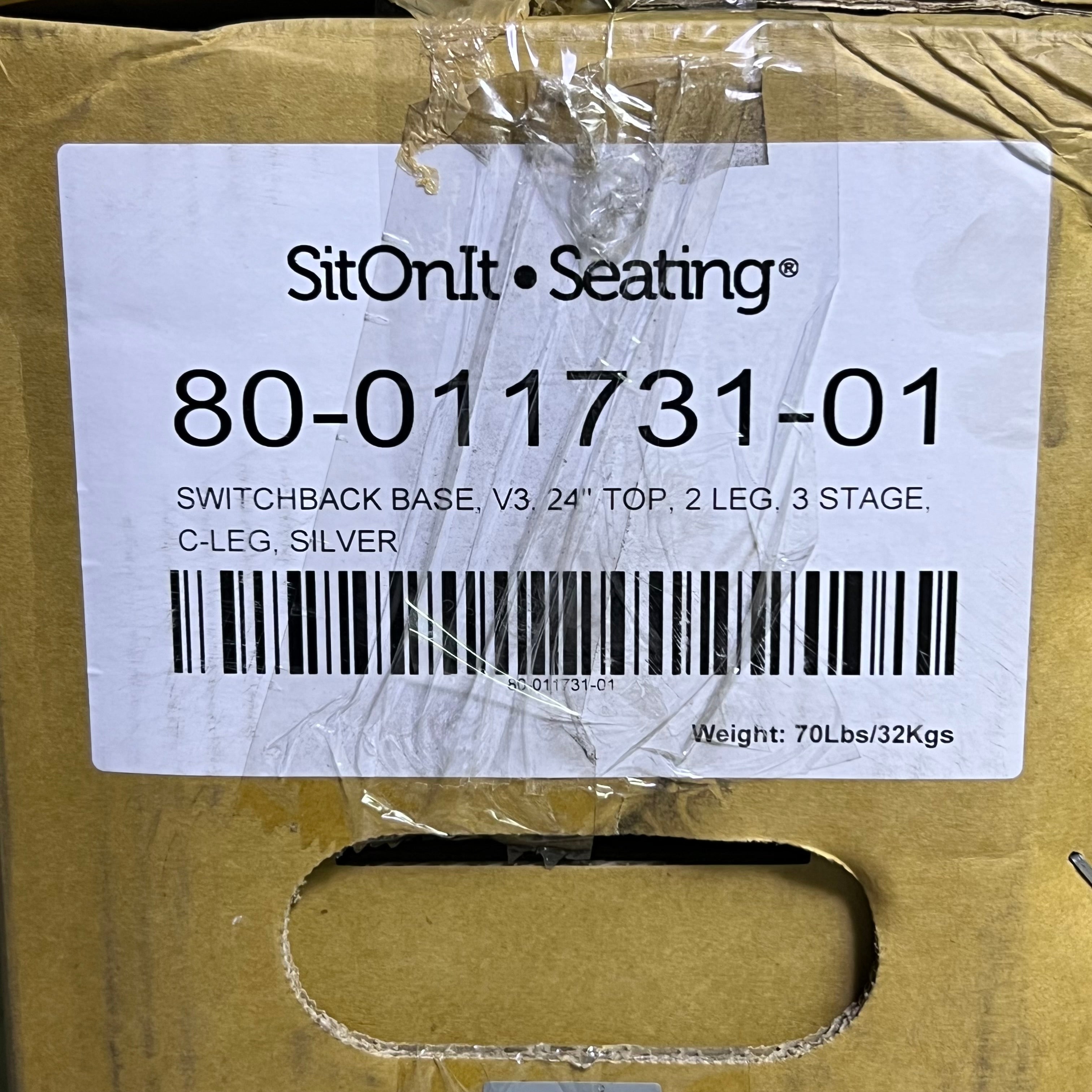 SITONIT SEATING Switchback Base V3 24" Top 2 Leg 3 Stage, Silver 80-011731-01