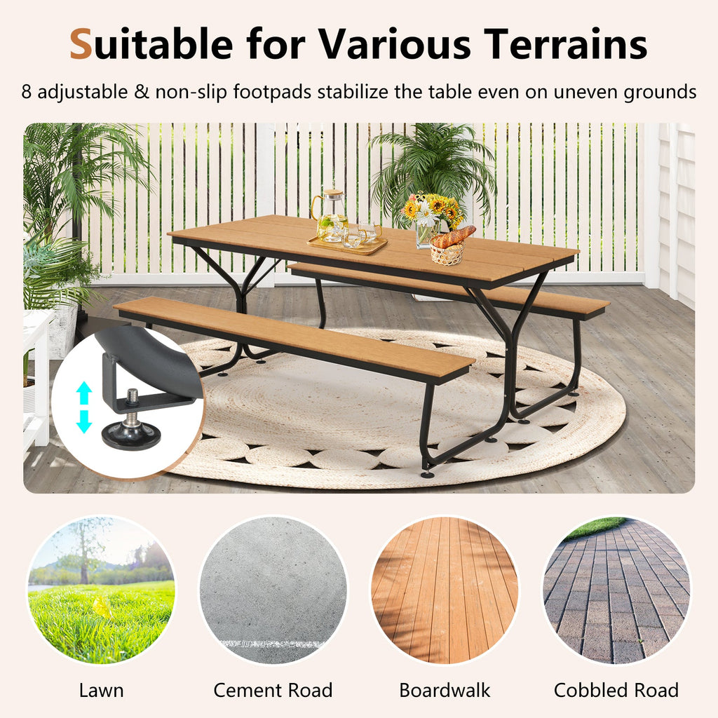 6 Feet Outdoor Picnic Table Bench Set for 6-8 People