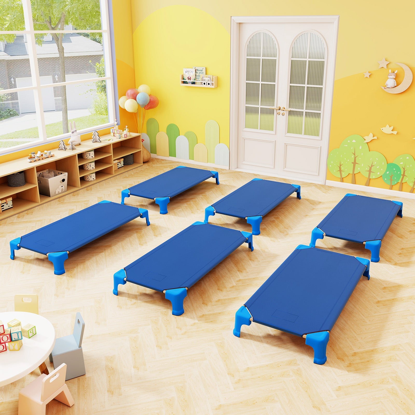 Portable 6 Pack Stackable Daycare Cots Sleeping Bed for Kids 53 Inch