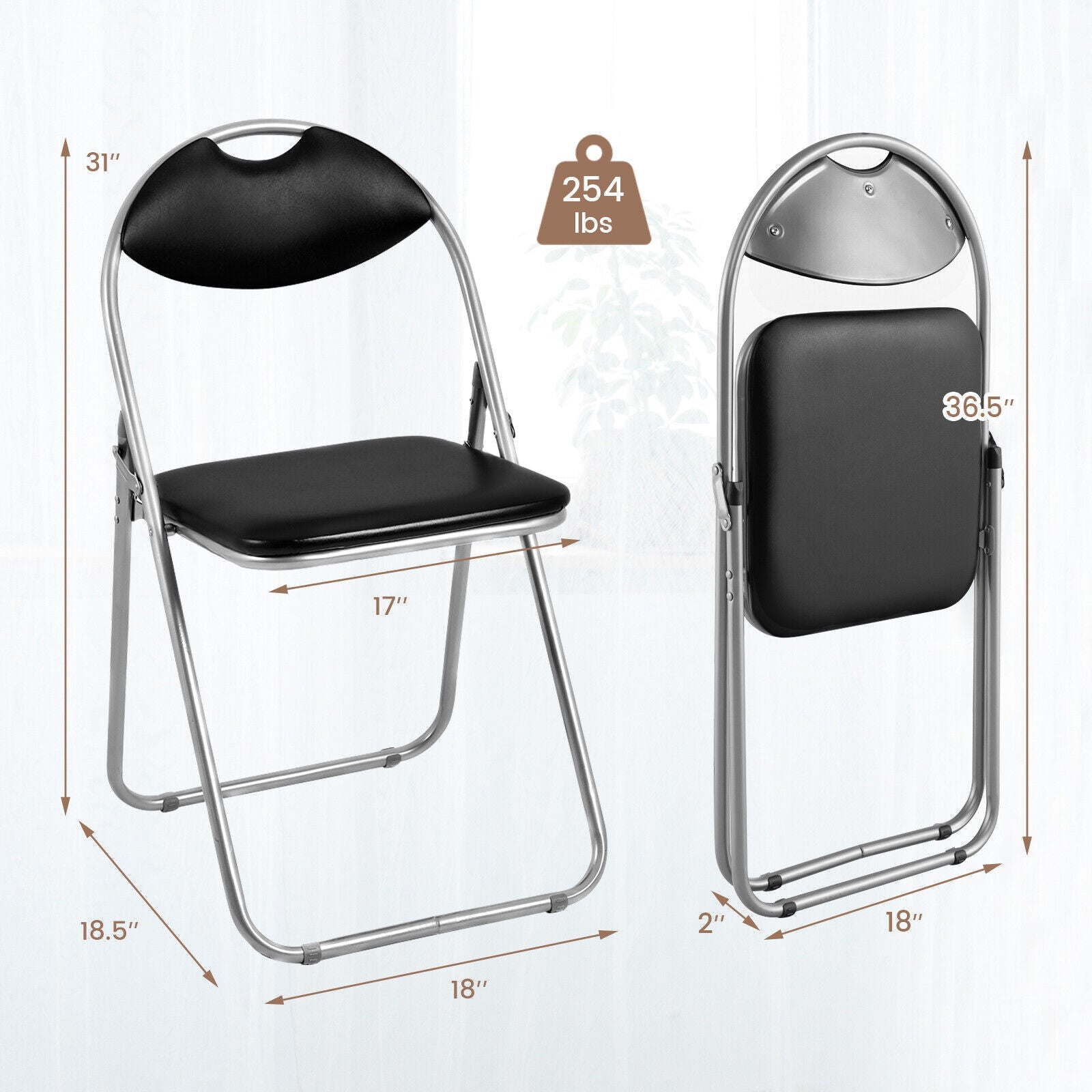 2/4/6 Pieces Portable Folding Dining Chairs Set with Carrying Handles