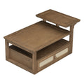 Coffee Table With 1 Storage Shelf, 2 Tabletops And 1 Rattan Drawer