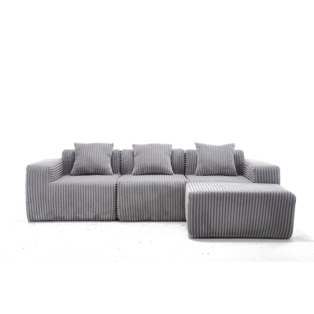 L-Shape Modern Minimalist Modular Sectional Sofa with Deep Seats
