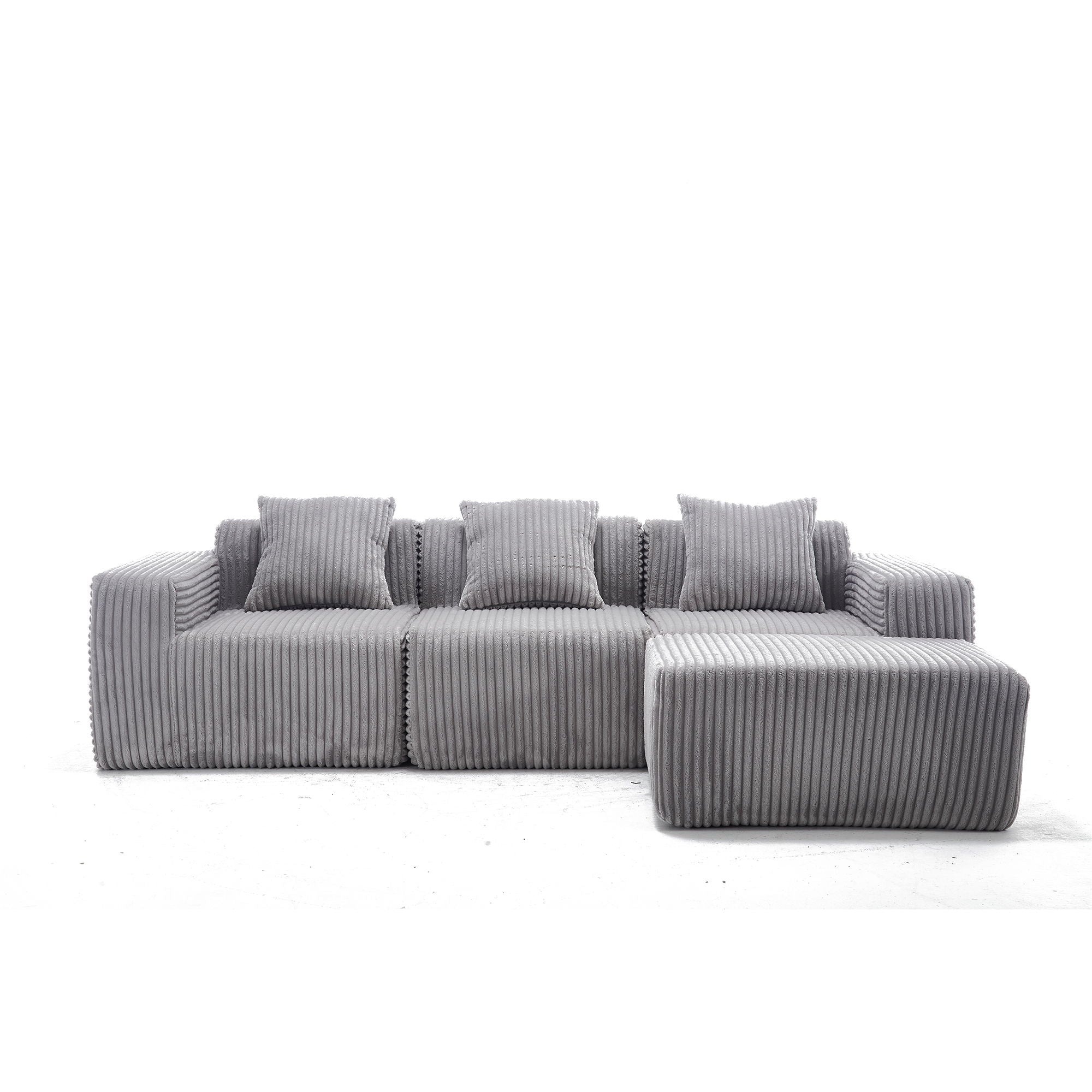 L-Shape Modern Minimalist Modular Sectional Sofa with Deep Seats