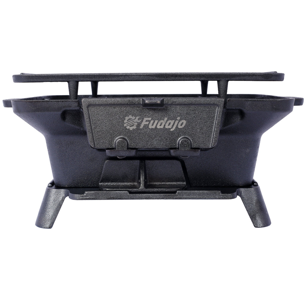 Oval Cast Iron Grill Outdoor Portable Charcoal Tabletop Skillet