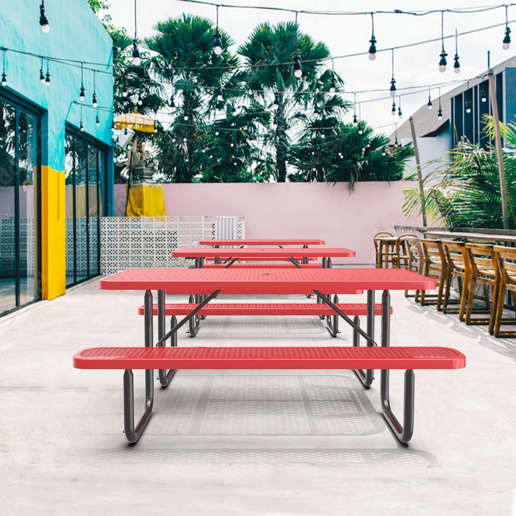6ft Rectangle Picnic Table With Umbrella Hole