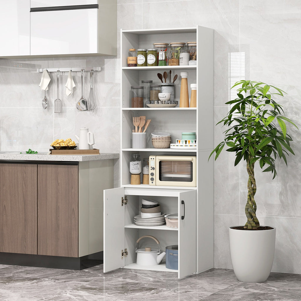 70 Inch Bookcase 6-Tier with Adjustable Shelves and 2-Door Cabinet