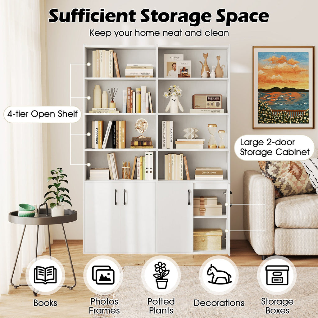 70 Inch Bookcase 6-Tier with Adjustable Shelves and 2-Door Cabinet