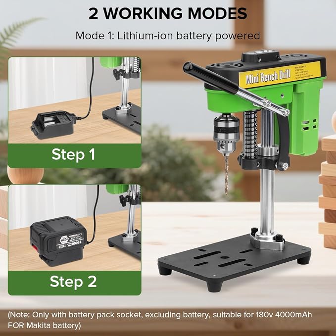 Mini Bench Drill Press,Small Benchtop Drill Press,Two Power Supply Modes,High Precison Low Noise,Compact Benchtop Drilling Machine, DIY Jewelry Making, Metal Wood Working