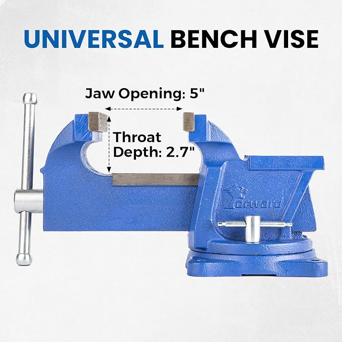 Forward 0806 6 Inch Bench Vise Workbench Vise with Anvil and Swivel Base