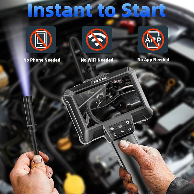 WINWEND Endoscope Camera with Light - IP67 Waterproof Borescope Camera with 8 Adjustable LED Lights | 4.3" LCD Screen Borescope | HD 1080P Inspection Cameras with 16.5ft Semi-Rigid Cord Tools for Men