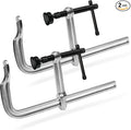 Heavy-Duty 12-Inch F-Clamps, 2-Pack, 3450 Lbs Forged Alloy Steel | 5-1/2" Deep Throat F-Style Bar Clamps for Welding, Metalworking & Fabrication, Solid Steel Jaws & Black-Oxide Spindle