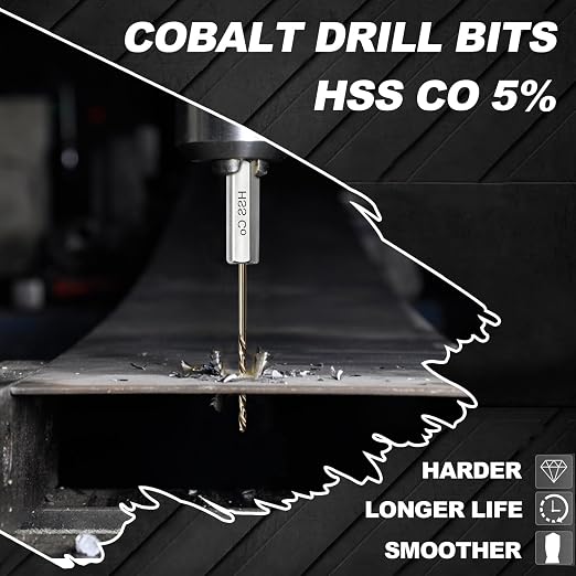 1/16 Drill Bit for Metal(10pcs), M35 Cobalt Hex Shank Quick Change Small Drill Bit Set, with Storage Case