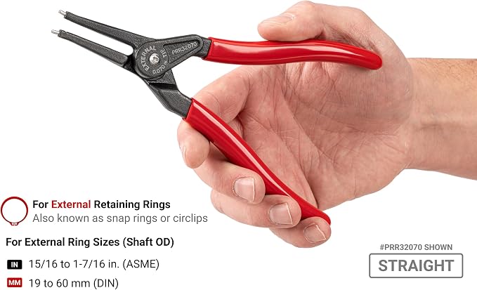 TEKTON 7 Inch External Retaining Ring Pliers Set, 2-Piece (0.070 in. Tips) | PRR90002