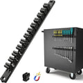 Reniteco Magnetic Screwdriver & Wrench Organizer, 12-Slot Tool Holder | Heavy-Duty Aluminum Alloy Rail Tool Holder, Flexible High-Tension Tool Clips, Magnetic Base, Tool Box Drawer or Wall Mount