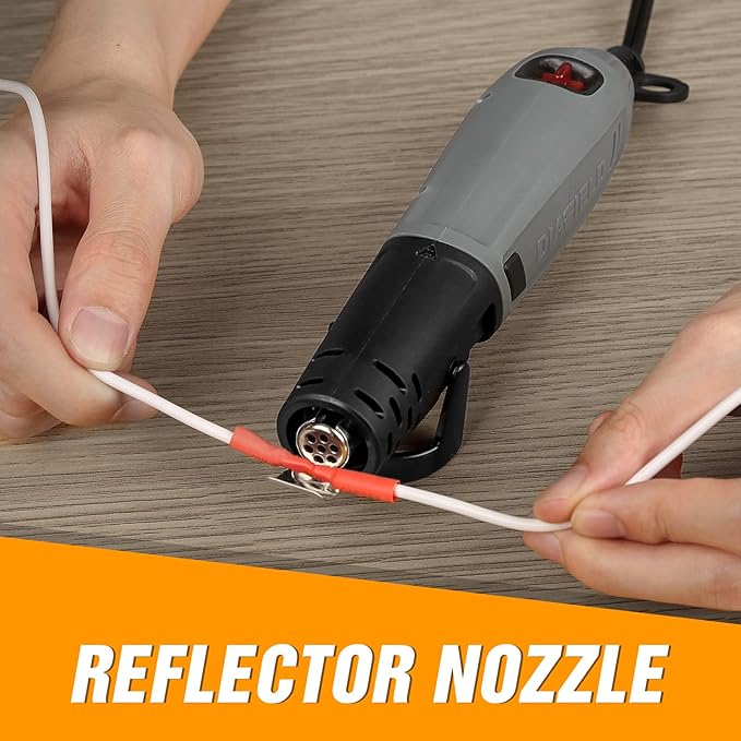 DIAFIELD Mini Heat Gun, 2 Temp Setting 302℉-842℉ Fast Heat Hot Air Gun Tool with Reflector Nozzle and 5.9Ft Cable Overload Protection for Epoxy Resin, Craft, Embossing, Shrink Wrapping & DIY