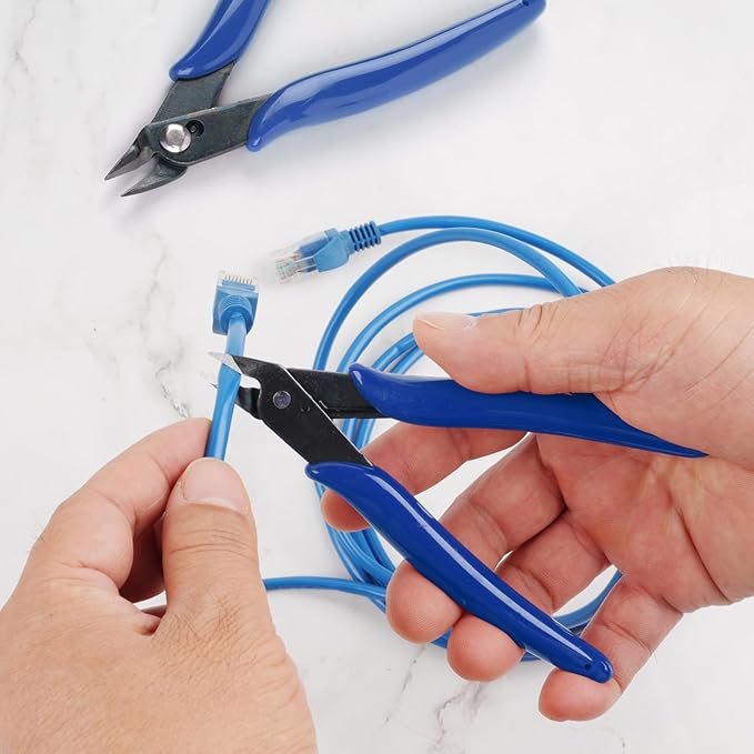 1 Pack Micro Wire Cutters, 5 Inches Flush Cutters Pliers, Diagonal Side Cutters Nippers, Zip Tie Sprue Cutter for Electronics, Plastic Models, Jewelry (Blue)