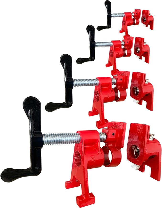 HimaPro 3/4" H-Style Professional Pipe Clamp Set, 4-Pack | Quick-Release Design for Woodworking, Carpentry, Home Improvement & DIY