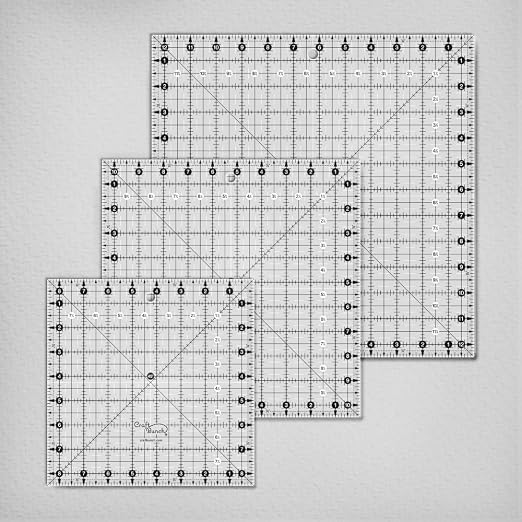 3 Non-Slip Square Quilt Template Rulers - 8.5", 10.5", 12.5"