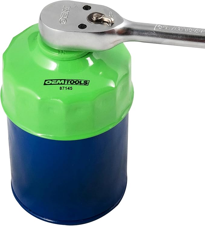 OEMTOOLS 87145 Oil Filter Removal Tool, 74mm 15 Flute Oil Filter Wrench, Compatible with Most GM and Chrysler Oil Filters, 3/8" Drive 74mm Oil Filter Wrench