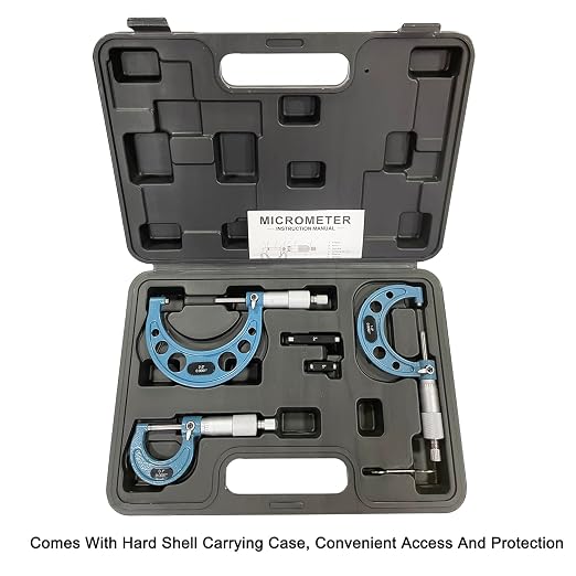 Outside Micrometer Set, MFQNENLK 0-3" Precision Machinist Tools 0.0001in Accuracy, Micrometer Measuring Tool Set, Alloy Precision Micrometer with Fitted Case (3Pcs Set)