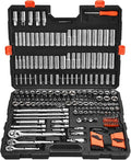 VEVOR Socket Set, 225 Pieces, 3/8 & 1/4 & 1/2 inch Drive Socket and Ratchet Set, SAE and Metric, Deep and Shallow, Mechanic Tool Kit with Bits, Accessories, Storage Case, CR-V Alloy Steel, for Repair | CR-V, SAE and Metric, Deep and Shallow, Car and Mo...