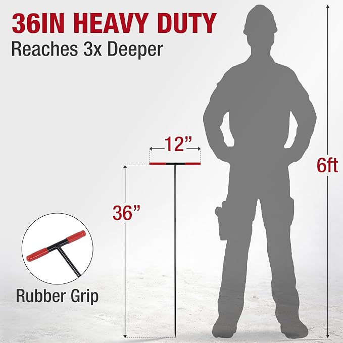 HOMESTEAD 36-Inch Soil Probe Rod with wide T handle, Comfortable Grip for Locating underground pipes and septic tanks