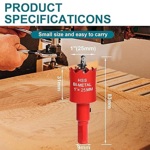 1 Inch / 25mm Hole Saw for Wood, Plastic Board, Ceiling,Drywall, and Metal Sheet - HSS Bi-Metal Hole Cutter with Pilot Drill Bit