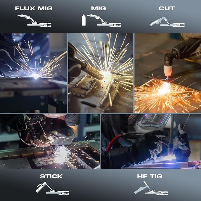 Sunstac 5 in 1 Plasma Cutter and Welder Combo, CUT/TIG/MIG/Flux MIG/MMA, 50A Plasma Cutter, 200A TIG and MIG, 180A STICK Welder, 110/220V Dual Voltage Multi-Functional Welder