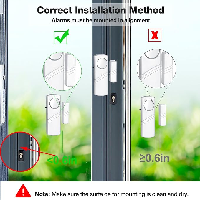 Security Door Window Alarm, 90DB Wireless Sensor Door Window Burglar Alarm, Door Alarms for Kids Safety, Easy Installation Doorbell Alarms for Office House Window Pool (24 Pack)