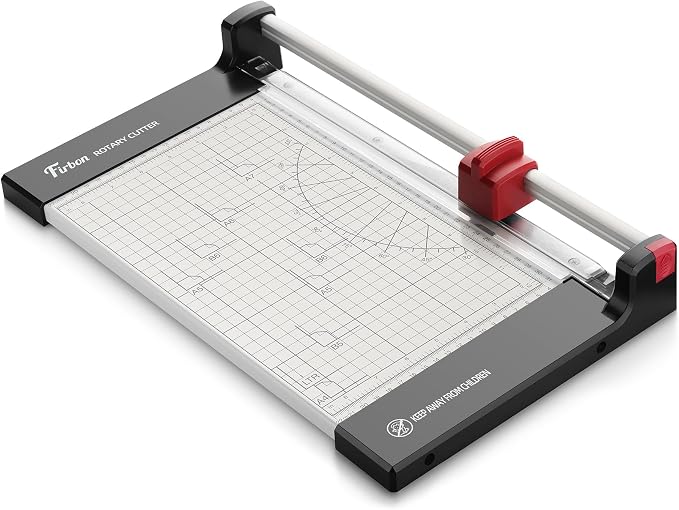 Firbon 12" Rotary Paper Trimmer with Replaceable Blade, Heavy Duty 6-Sheet Capacity Cutter for Cardstock, Photos, Scrapbooking, Office, School & Studio