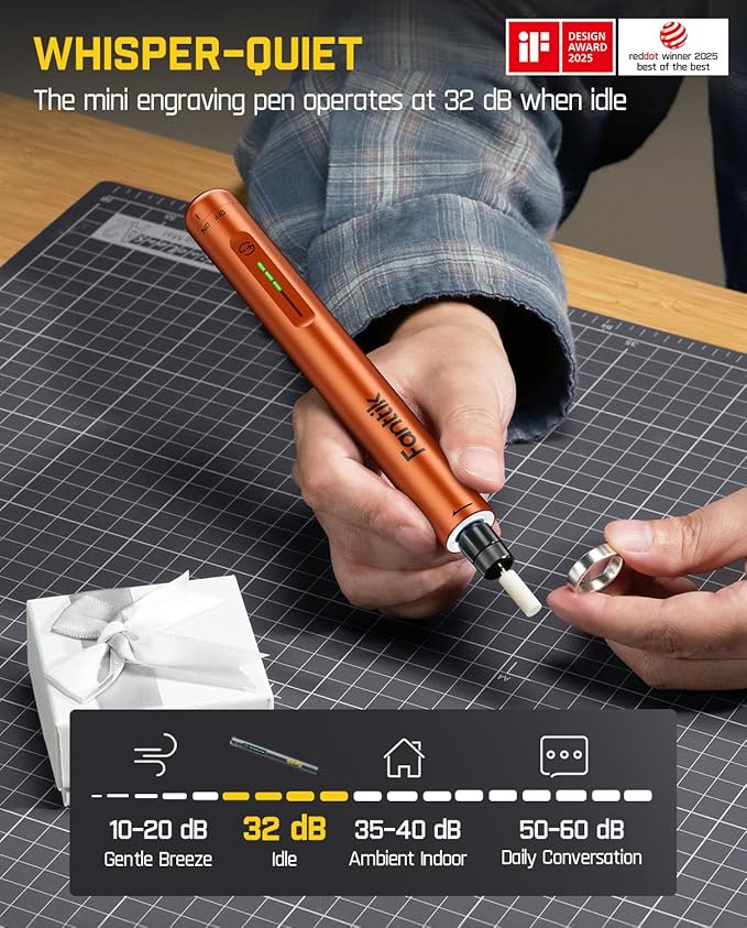 Fanttik F2 Master Mini Cordless Rotary Tool Kit, NeoPulse Motor, 5 Variable Speed, 25000 RPM, Revostor Hub, 35 Accessories, for 3D Printer Sanding, Polishing, Drilling, Carving, DIY Crafts - Orange