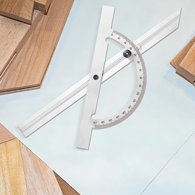 12" Steel Protractor Angle Finder Sliding Bevel Gauge Metal Protractor for Construction Jobs, Cabinet-Making and Fine Carpentry, Measuring Tool for Carpenters & Woodworking Hobbyists