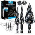 Four Spiral Flute M35 Step Drill Bit Set 1/4"-1"(3 pcs 30 Sizes), 1/4" Shank for Metal Step Drill bit, Impact Resistant Cobalt Step Drill Bit, for Stainless Steel, Wood, Aluminum, Plastic