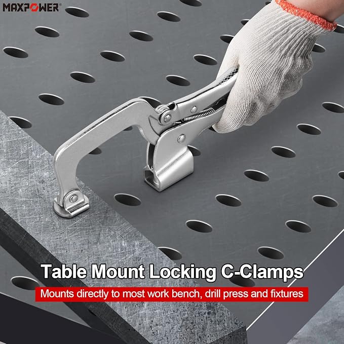 MAXPOWER Bench Clamp 11-inch, Inserta Pliers, Welding Table Mount Locking C-Clamps, Pack of 2