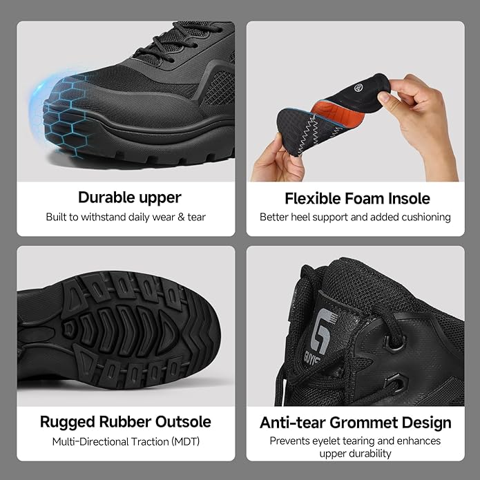Steel Toe Boots for Men Work Boots for Men Breathable High Top Work Shoes Lightweight Indestructible Safety Shoes Industry Construction Safety Footwear