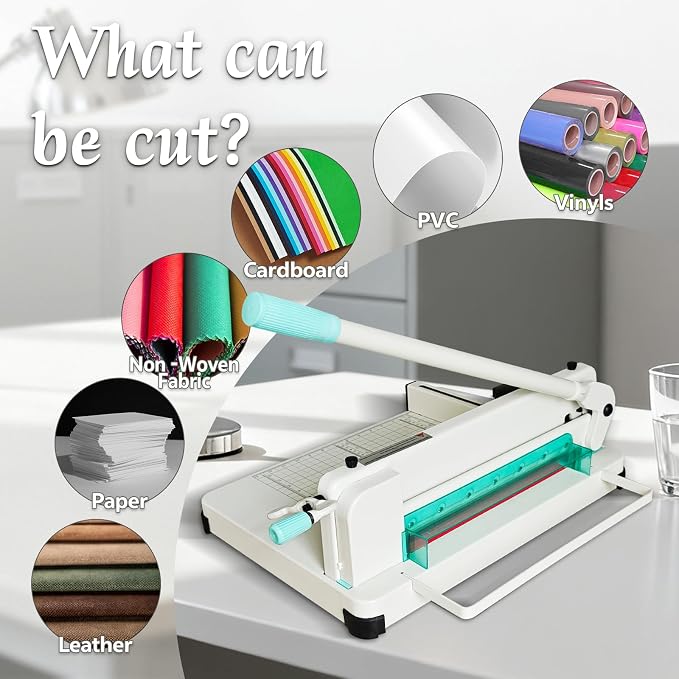 12 Inch Mint Heavy Duty Paper Cutter Guillotine Paper Cutter 400 Sheets Capacity, Stack Paper Trimmer with Solid Steel Blade for Home School Prints Shop