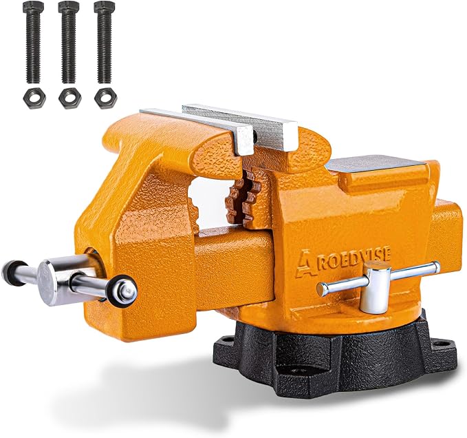 4.5" Bench Vise, 210° Swivel Base, 3306 lbs Clamping Force, Heavy Duty Cast Iron Vise with Large Anvil & Multi-Jaw Design for Workshop, Home, DIY & Repair (D40)