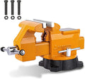 4.5" Bench Vise, 210° Swivel Base, 3306 lbs Clamping Force, Heavy Duty Cast Iron Vise with Large Anvil & Multi-Jaw Design for Workshop, Home, DIY & Repair (D40)