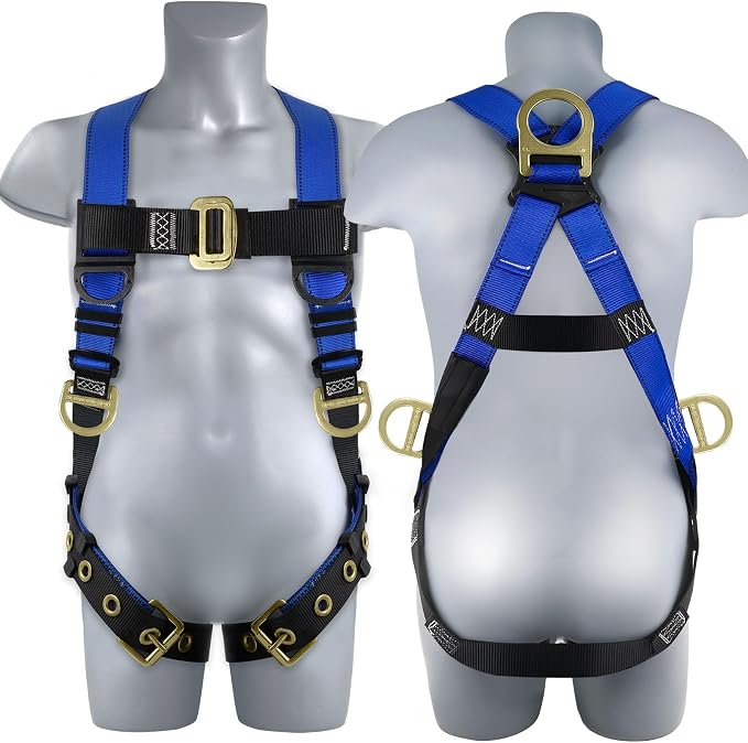 TRSMIMA Safety Harness Fall Protection - Men Construction Roofing Work | Full Body Safety Harness Adjustment Back D-Ring Grommet Legs ANSI