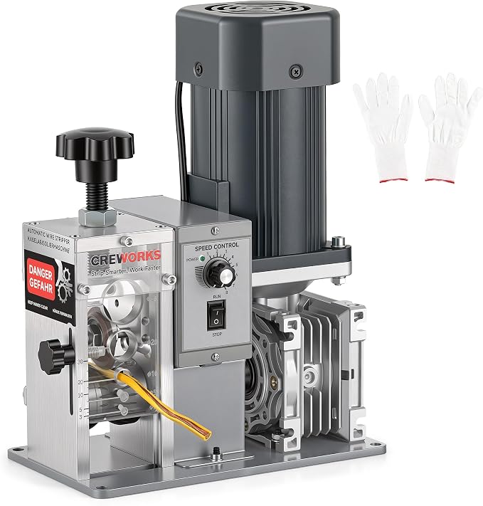 CREWORKS 250W Electric Wire Stripper Machine, Electric Wire Stripping Machine with Adjustable Speed for 0.06-1.18 in. Cables, Wire Stripper Tool for 1.5 to 30 mm Scrap Copper Cable Wire Recycling