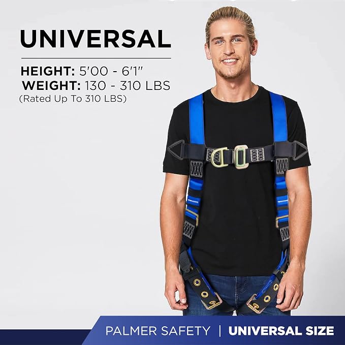Construction Harness 5 Point Adjustment, Back D-Ring, Grommet Legs, Multiple Styles I OSHA ANSI Compliant