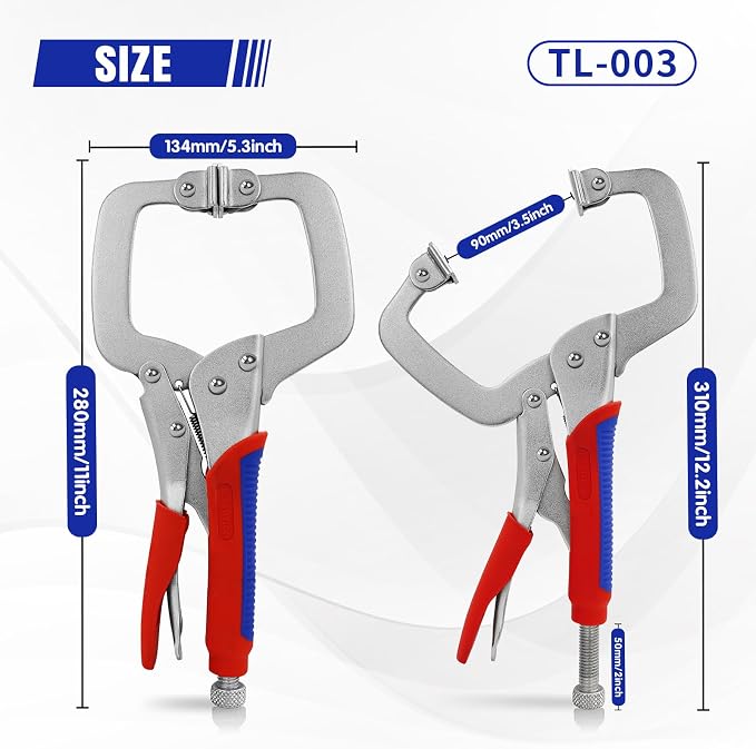 11-Inch c clamp locking pliers Heavy Duty Locking Pliers with Ergonomic Handle for Welding, Woodworking, Metalworking, Auto Repair & Home DIY Projects