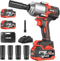 Cordless Impact Wrench, 996Ft-lbs (1350N.m) 1/2" Impact Driver, 21V Brushless Impact Gun, High Torque Impact Wrench with 2x4.0Ah Battery, Power Motor Variable Speeds for Car/Pickup Truck/Mower