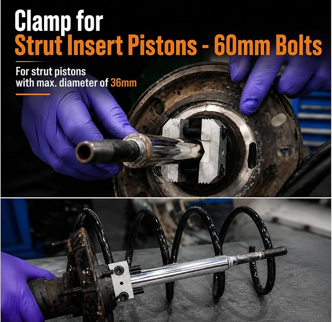 Strut Insert Piston Clamp with 60mm Bolts, MacPherson Repair Tool