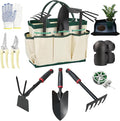 10 Pcs Gardening Tool Set - Heavy Duty Garden Kit with Stainless Steel Pruning Shears, Trowel Garden Tool, Kneeling Pads, Repotting Mat - Garden Tote, Ideal Gardening Gifts for Women and Men