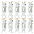 Baomain 10-Pack 15 Amp Toggle Light Switch, 3-Way, Residential/Commercial Grade, On/Off Switch, Glossy White, UL Certified