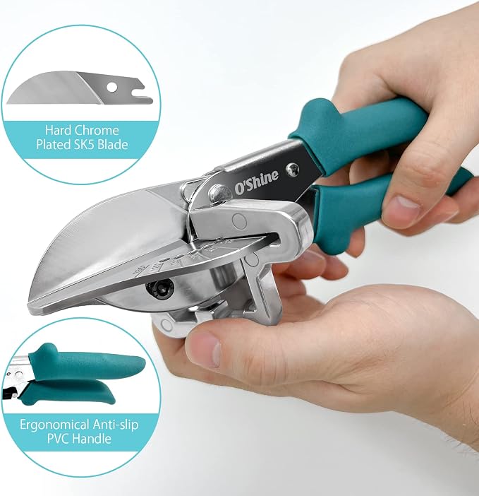 O’Shine Miter Shears Explorer for Angular Cutting Molding Crafting Wood, Quarter Round Cutting Tool, 45-135 Degree Multi Angle PVC Miter Shear Trim Cutter Hand Tool