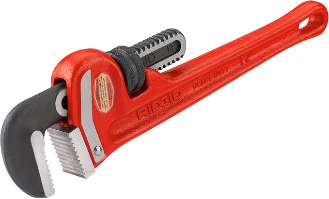 RIDGID 36" and 12" Heavy Duty Straight Pipe Wrenches Plumbing Tool Set with Hook Jaws and Self Cleaning Threads, Red