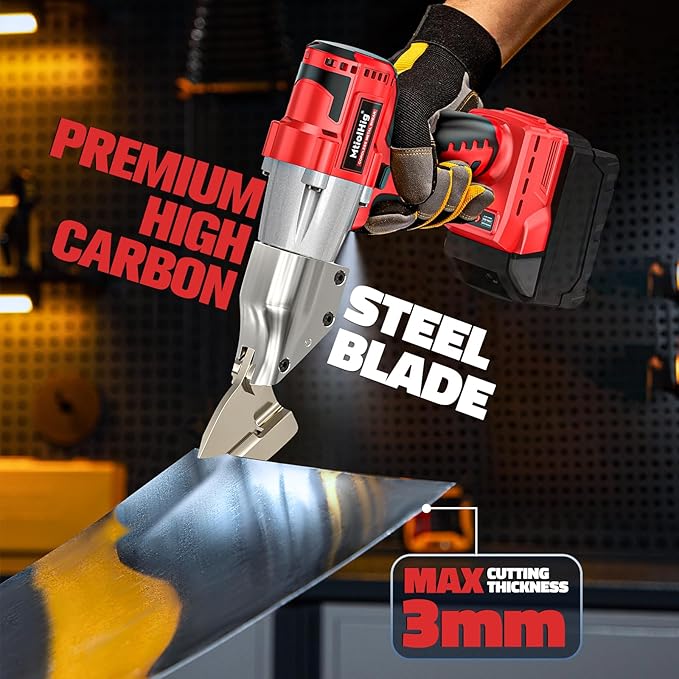 MtiolHig Cordless Sheet Metal Cutter: Sheet Metal Nibbler Compatible with Milwaukee 18V Battery - 221 Ft-Lbs Torque Metal Shears - Cuts 18GA Material for Steel, Leather & Carpet(Tool Only)